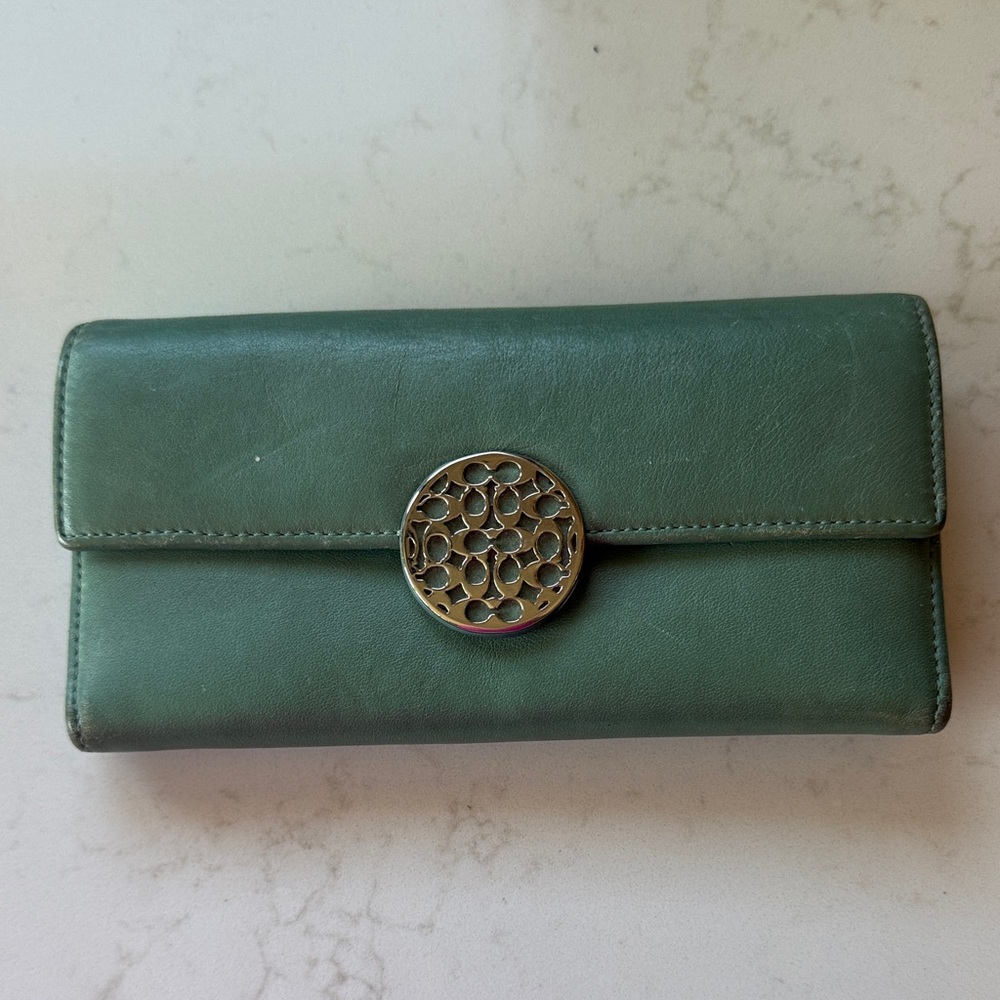 Coach Green Leather Wallet